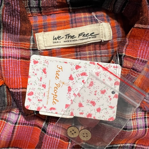 Free People We The Free‎ Womens Shirt First Bloom Plaid Multicolor Size Small - Picture 10 of 12